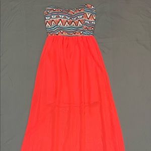 Neon strapless maxi